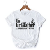 The Grillfather BBQ T-Shirt, White Funny Tee for Grillmaster Dads