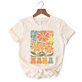 Boho Floral Mama T-Shirt, Natural and White Tee Large Flowers for Modern Moms