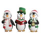 (Pre-Order) Caroling Penguin Trio Set of Christmas Figurines, 6" Winter Holiday Statue Set of Three