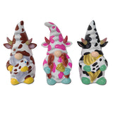 Endearing Cow Gnome Trio Mini Statue Set of Three, 5" Miniature Figurine and Unique Farm Resin Garden Statue