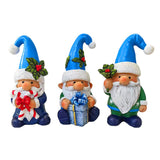 (Pre-Order) Sky Blue Hat Festive Holiday Gnome Set of Three Miniature Christmas Tabletop Figurine Statues