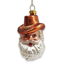 (Pre-Order) Western Cowboy Santa Vintage Frontier Glass Christmas Ornament
