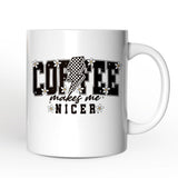 Coffee Makes Me Nicer Personalized Mug, Retro Caffeine Lovers Gift with Custom Name
