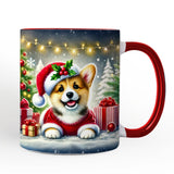 Adorable Welsh Corgi with Santa Hat Personalized Mug, Jolly Christmas Gift with Custom Name