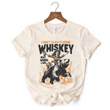 Alcohol Humor Retro T-Shirt, Funny Whiskey White and Natural Western Tee for Country Girl