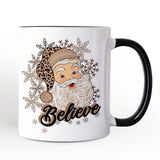 Believe Santa Cheetah Leopard Personalized Mug, Retro Christmas Gift with Custom Name