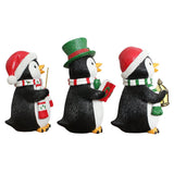 (Pre-Order) Caroling Penguin Trio Set of Christmas Figurines, 6" Winter Holiday Statue Set of Three