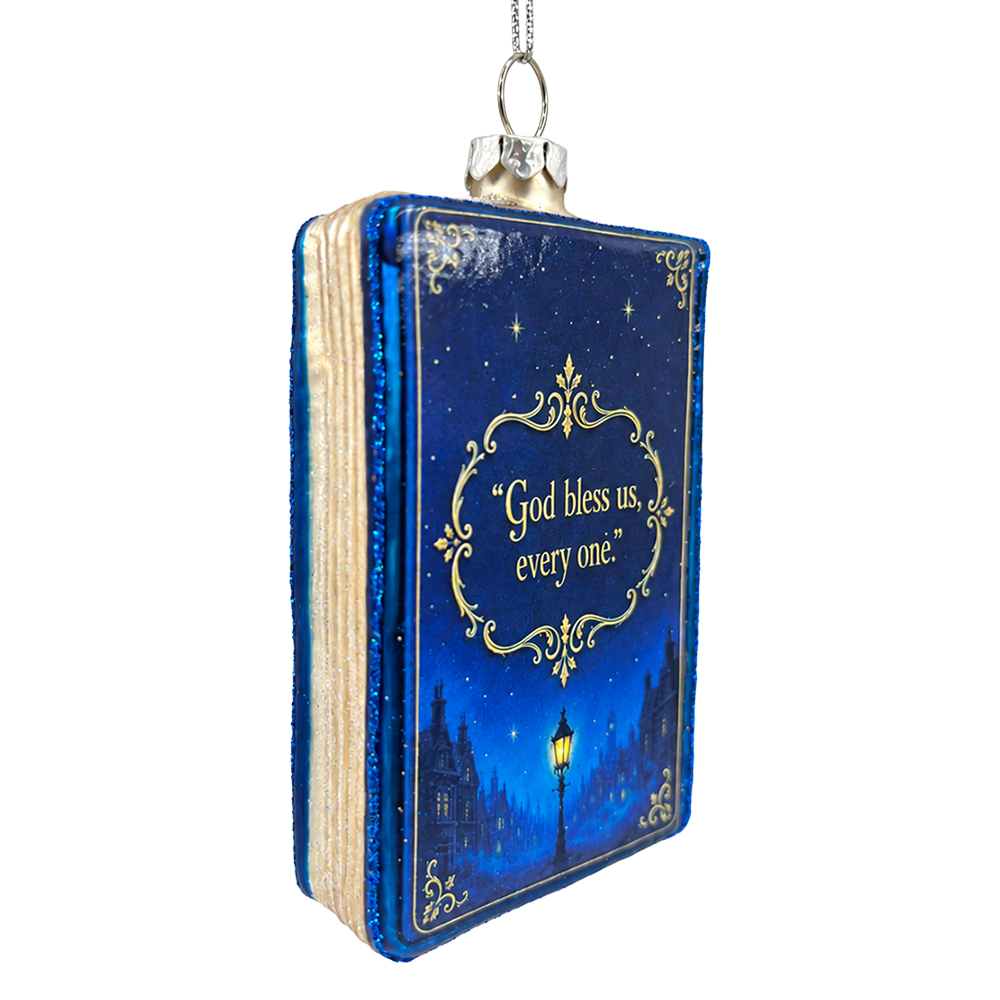 (PRE-ORDER) Charles Dickens A Christmas Carol Book Glass Christmas Ornament, Classic Literature Holiday Tree Decor