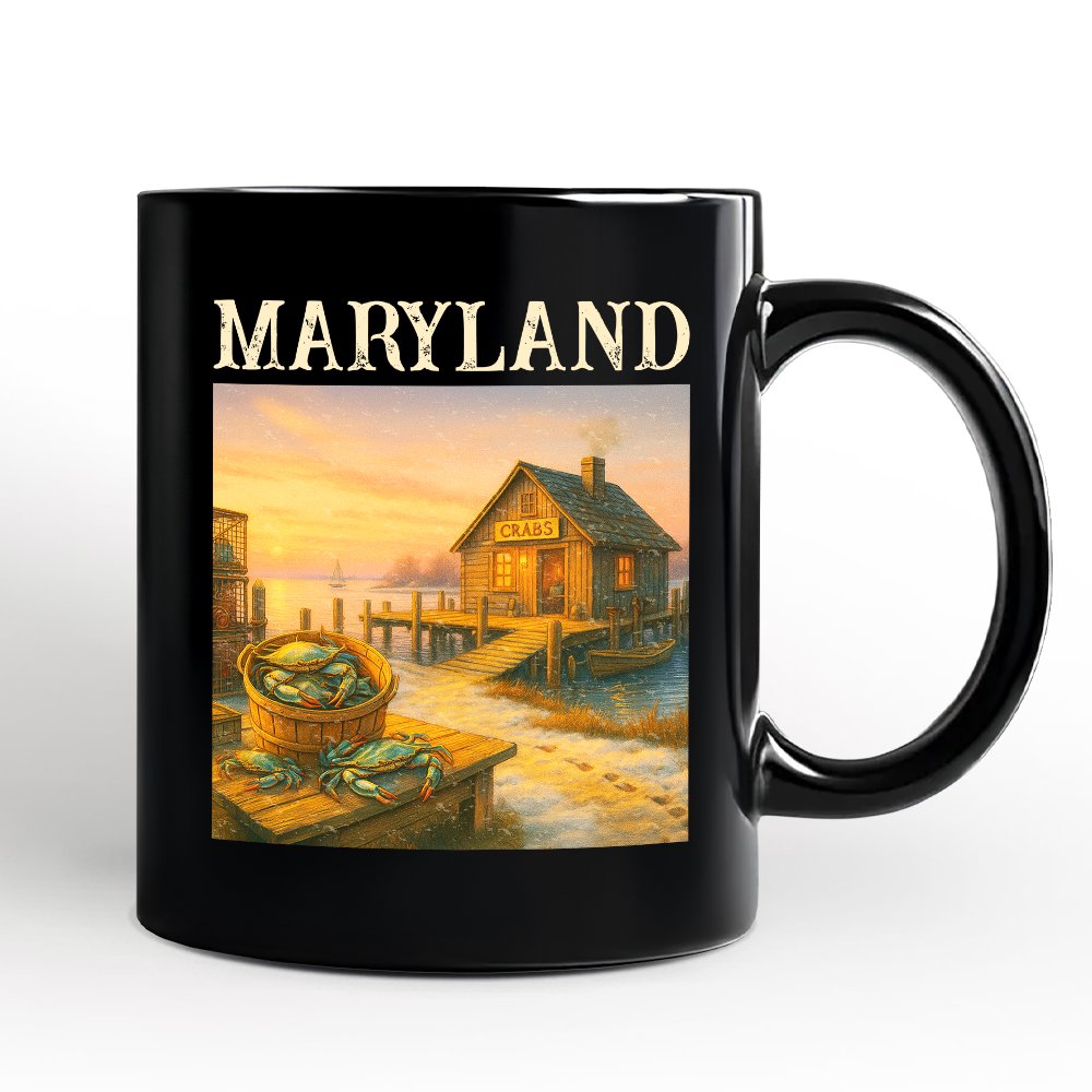 Coastal Maryland State Crabbing Personalized Mug, Chesapeake Bay Fishing Heritage Gift and Travel Souvenir with Custom Name