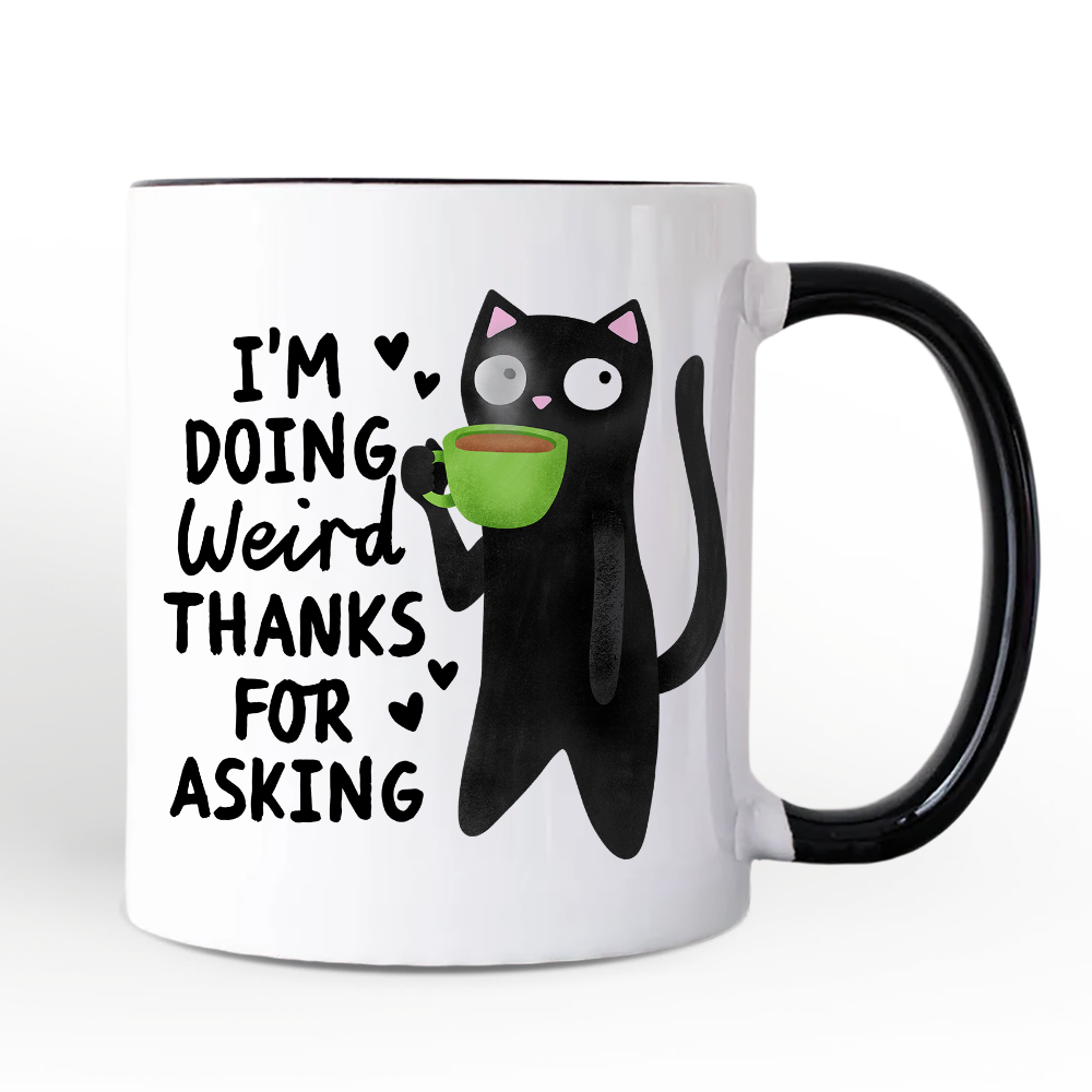 Coffee Black Cat Cute Mug, I’m Doing Weird Funny Animal Gift