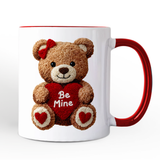 Cute Bear Toy Be Mine Valentine Personalized Mug, Love Coquette Gift with Custom Name