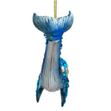 (Pre-Order) Dazzling Blue Whale Glass Ornament, Glitter and Rhinestones Christmas Decor