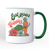 Eat Your Veggies Personalized Mug, Retro Cute Farmers Market Veggie Gift with Custom Name