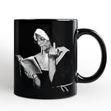 Eccentric Gothic Smoking Nun Personalized Mug, Unique Halloween Gift with Custom Name