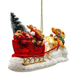 (Pre-Order) Enchanting Hare and Sleigh Glass Christmas Ornament, Elegant Hand Blown Tree Decor
