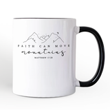 Faith Can Move Mountains Matthew 1720 Christian Personalized Mug, Minimalist Mountain Religious Gift with Custom Name