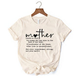 Funny Mom Definition T-Shirt, White, Natural and Black Tee for Strong and Real Mothers