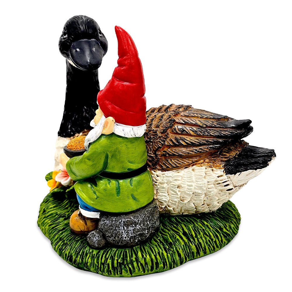Gus the Canadian Goose & Gnorman the Gnome Garden Statue, 7" Figurine and Outdoor Decoration