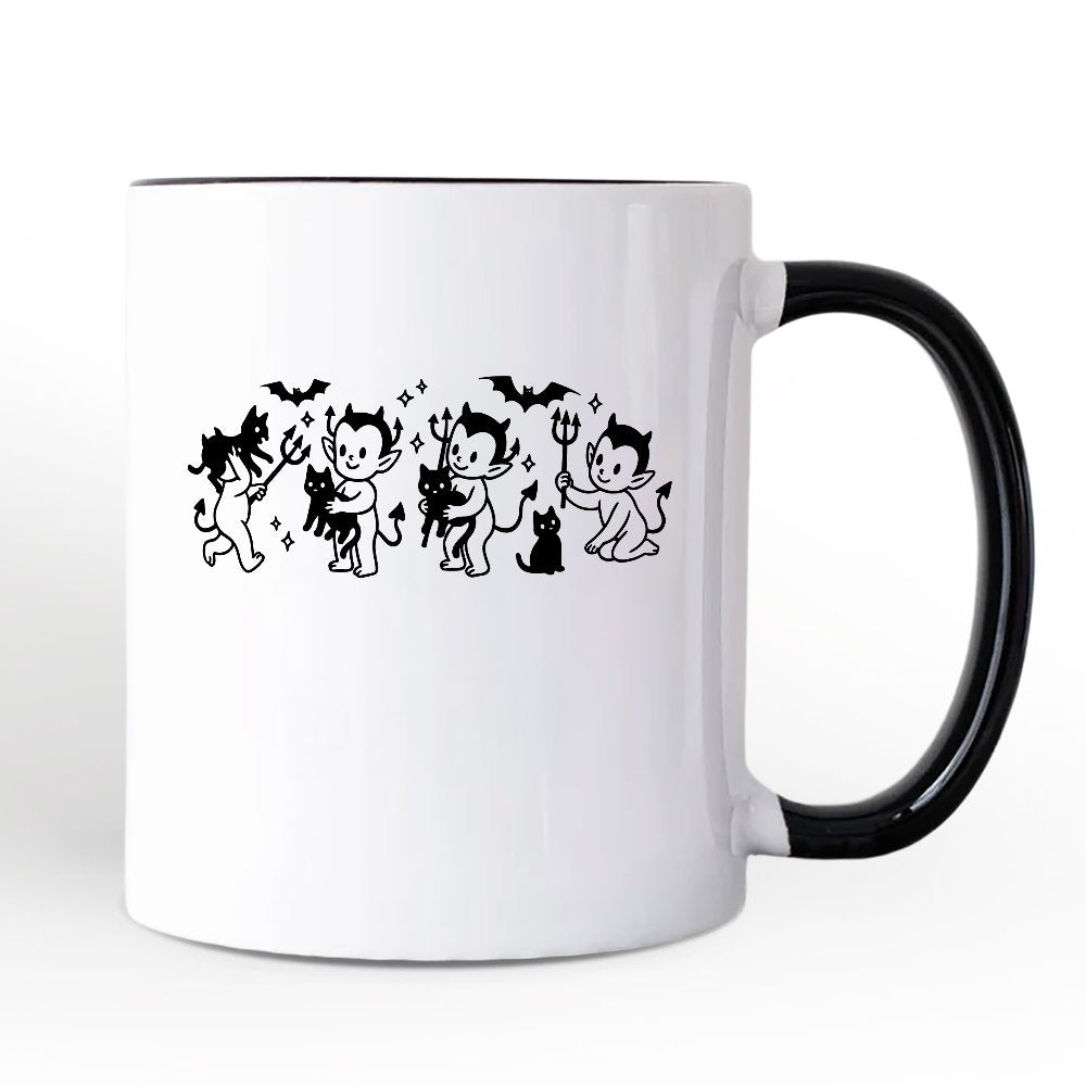 Halloween Devils and Cats Personalized Mug, Spooky Season Gift with Custom Name