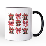 Highland Cow Coquette Bow Valentine Personalized Mug, Cute Hearts Western Gift with Custom Name