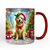 Majestic Golden Retriever with Santa Hat Personalized Mug, Delightful Christmas Gift with Custom Name