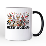 Merry Woofmas Dog Mama Personalized Mug, Dogs With Santa Hats Christmas Gift with Custom Name