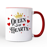 Queen of Hearts Crown Personalized Mug, Royal Retro Valentine Gift with Custom Name