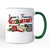 Santa's Favorite Accountant Personalized Mug, Tax Bookkeeper and CPA Christmas Gift with Custom Name