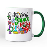 Santa’s Favorite Science Teacher Christmas Personalized Mug, Chemistry, Physics and Biology Gift with Custom Name