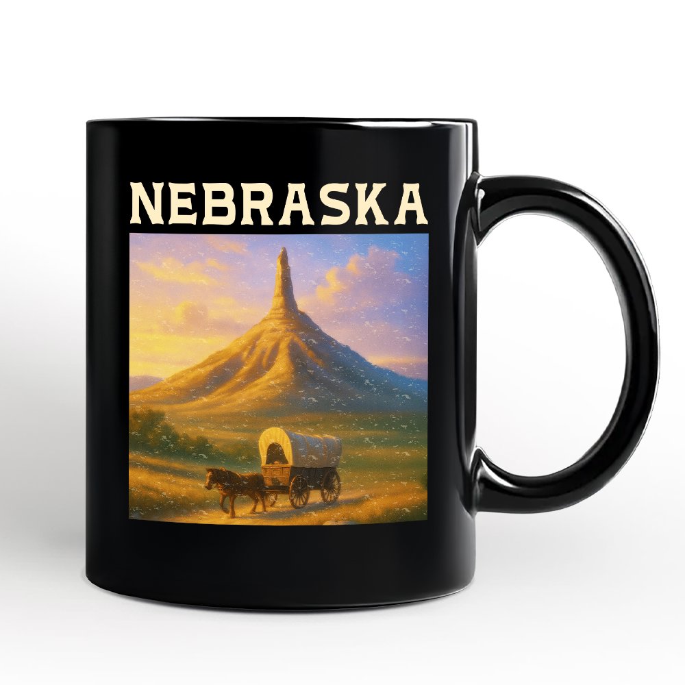 Scenic Nebraska State Chimney Rock Scenic Personalized Mug, Western Landmark Tee and Historic Trail Keepsake Souvenir with Custom Name