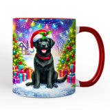 Sparkling Yuletide Black Labrador Retriever Personalized Mug, Joyful Christmas Gift with Custom Name