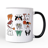 Spooky Halloween Dentist Personalized Mug, Teeth Monster Gift for Dental Crew with Custom Name
