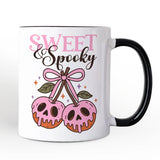 Sweet and Spooky Poison Cherries Halloween Personalized Mug, Coquette Skulls Gift with Custom Name