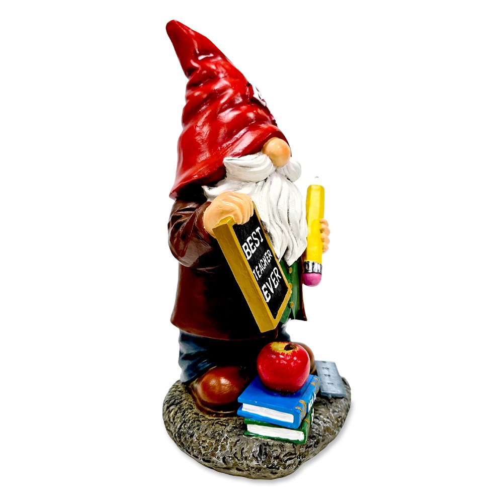 Teacher Gnome Garden Statue, 10" Classroom Dwarf Figurine Appreciation Gift for Teachers