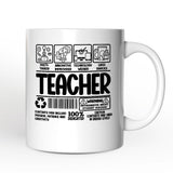 Teacher Label Personalized Mug, Funny Barcode for Dedicated Educators Gift with Custom Name