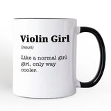 Violin Girl Definition Personalized Mug, Fun Musician Gift for Cool Violinists with Custom Name