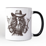 Western Cowgirl Rocker Personalized Mug, Country Rodeo Style Gift with Custom Name