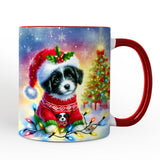 Whimsical Border Collie Puppy Personalized Mug, Adorable Holiday Gift with Custom Name