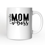 Wife Mom Boss Personalized Mug, Empowered Gift for Mothers with Custom Name