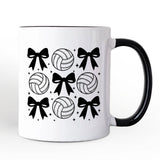 Coquette Volleyball Bows Personalized Mug, Cute Athletic Sports Game Day Gift with Custom Name