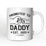 Promoted to Daddy Est. 2025 Personalized Mug, Dad Pregnancy Announcement Gift with Custom Name