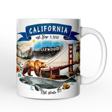 Artistic California State Themes and Landmarks Personalized Mug With Custom Name