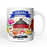 Artistic Indiana State Themes and Landmarks Personalized Mug With Custom Name