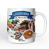 Artistic Louisiana State Themes and Landmarks Personalized Mug With Custom Name