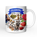 Artistic Oklahoma State Themes and Landmarks Personalized Mug With Custom Name