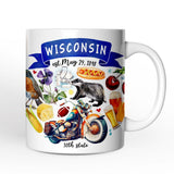 Artistic Wisconsin State Themes and Landmarks Personalized Mug With Custom Name