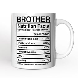 Brother Nutrition Facts Personalized Mug, Birthday Gift with Custom Name