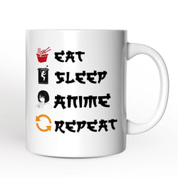 Eat Sleep Anime Repeat Personalized Mug, Funny Anime Lover Gift With Custom Name
