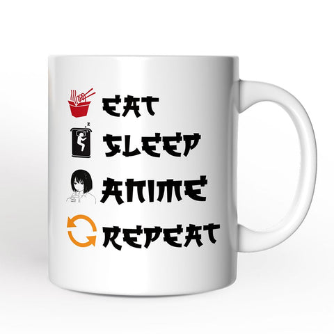 Eat Sleep Anime Repeat Personalized Mug, Funny Anime Lover Gift With Custom Name