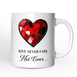 Heart Stained Glass Personalized Mug, Love Never Fails Custom Names Gift
